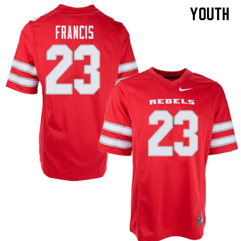 Youth UNLV Rebels #23 Greg Francis College Football Jerseys Sale-Red - Click Image to Close